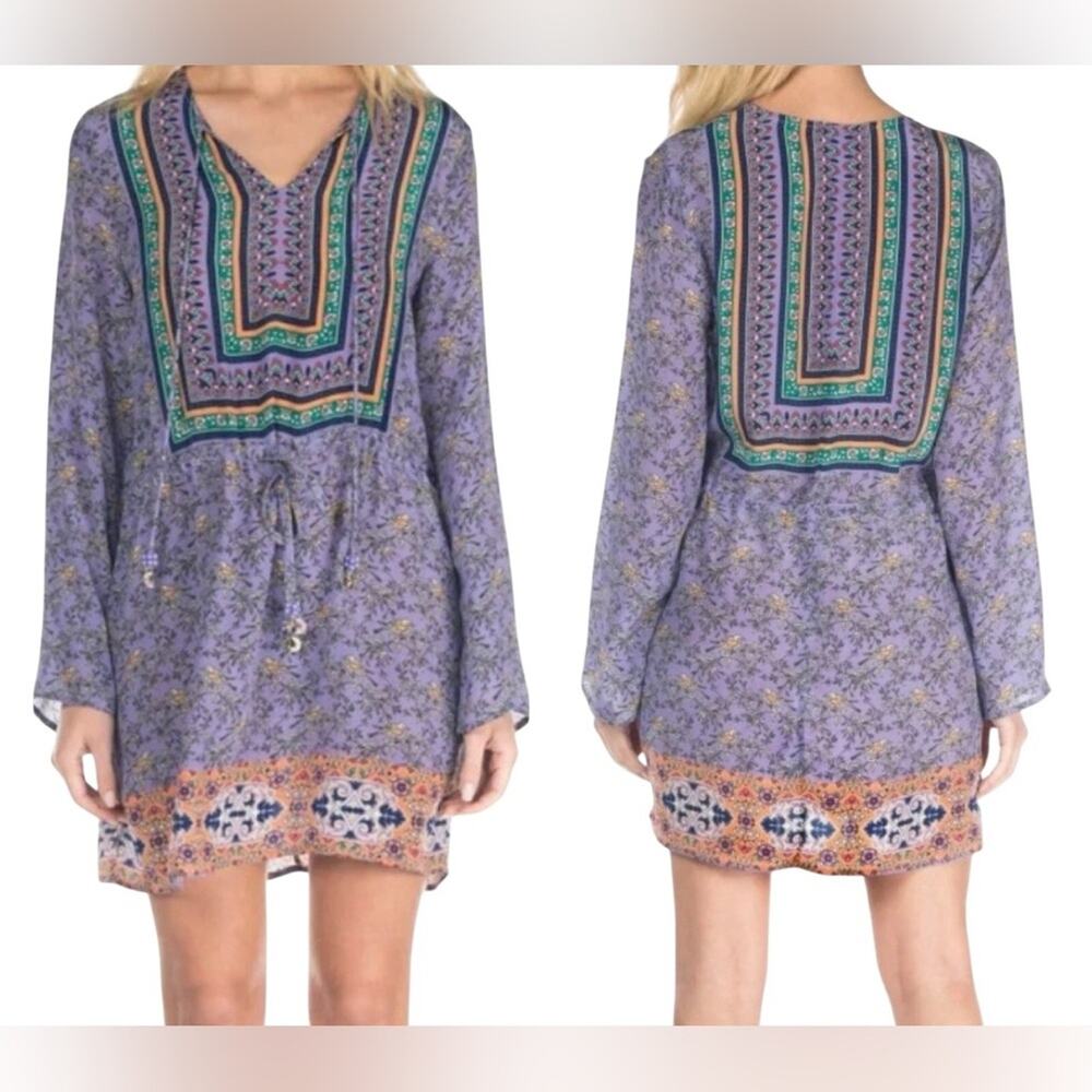 Nicky Hilton X Tolani Lavender Floral Tunic Blouse Boho Womens Size XL NWT